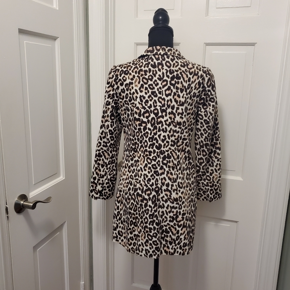 H&M Brown Leopard Print Lightweight Outer Coat Size 6, Business Casual - Picture 9 of 12
